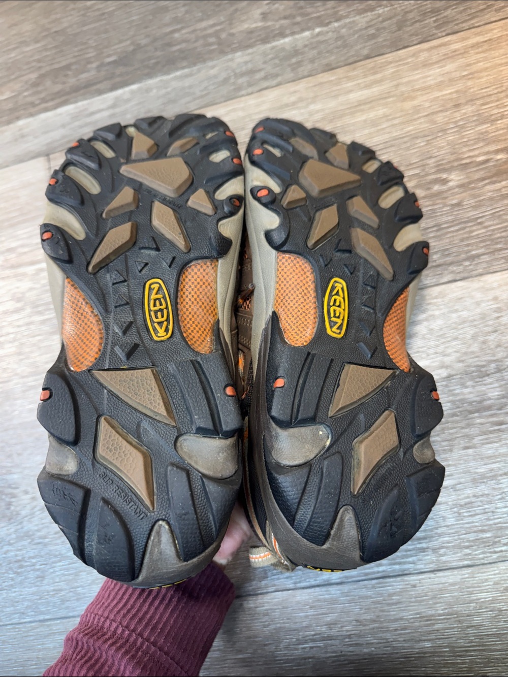 Keen Brown and Orange Men's Hiking Boots steel toe shoes size 10.5 (j251) - Picture 6 of 7